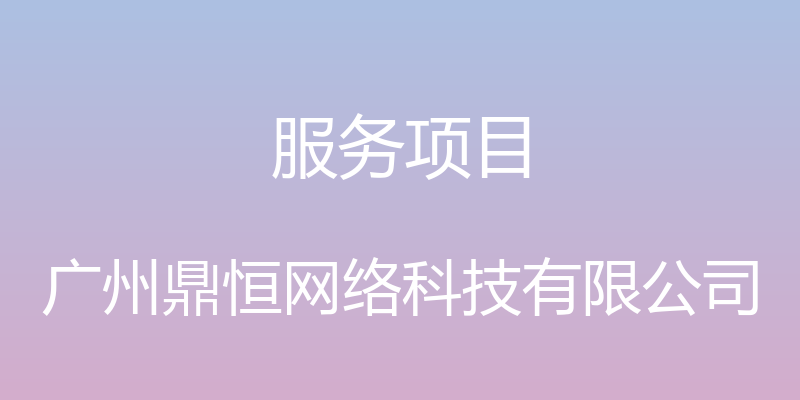 服务项目 - 广州鼎恒网络科技有限公司