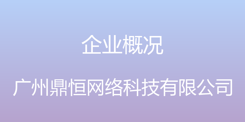 企业概况 - 广州鼎恒网络科技有限公司